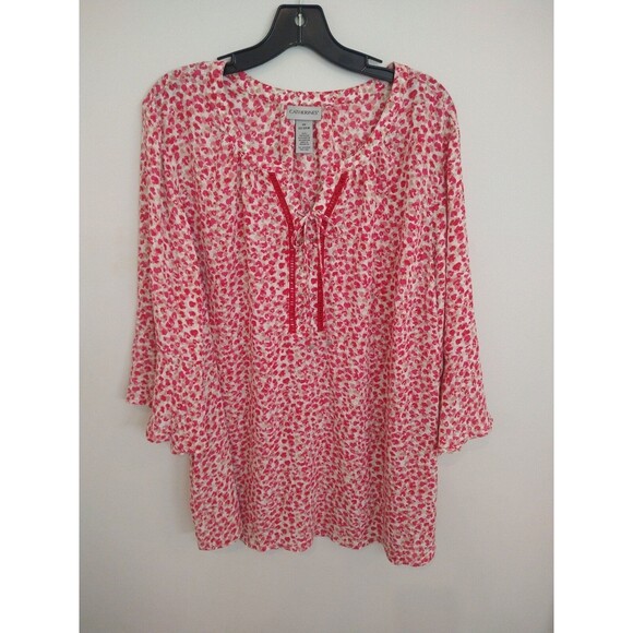 Catherine's flared sleeve Tassel Top 2x Pink Boho Beachy Cottage Core Feminine - Picture 2 of 8